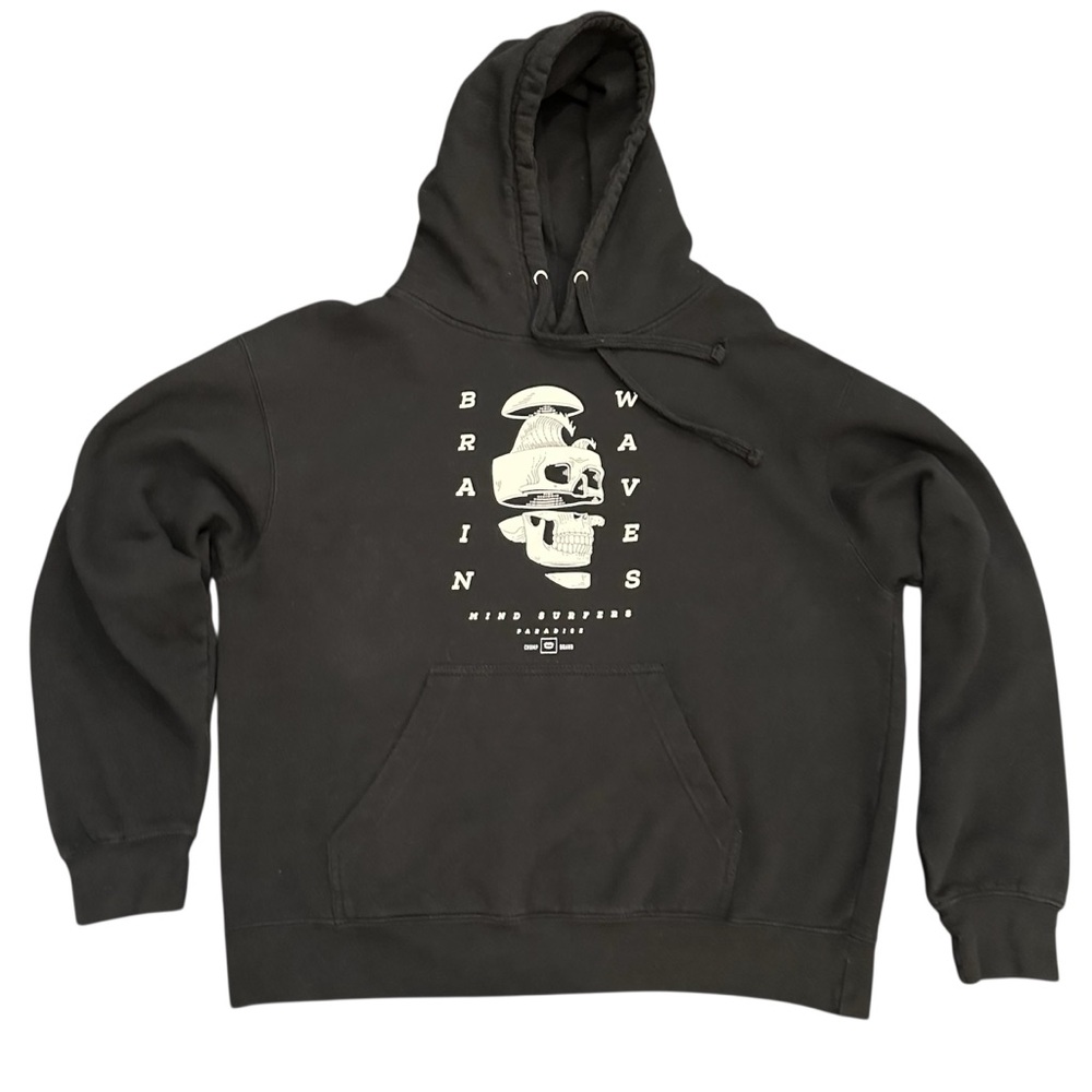 Chomp Brain Waves Skull Men’s Black Hoodie Size L